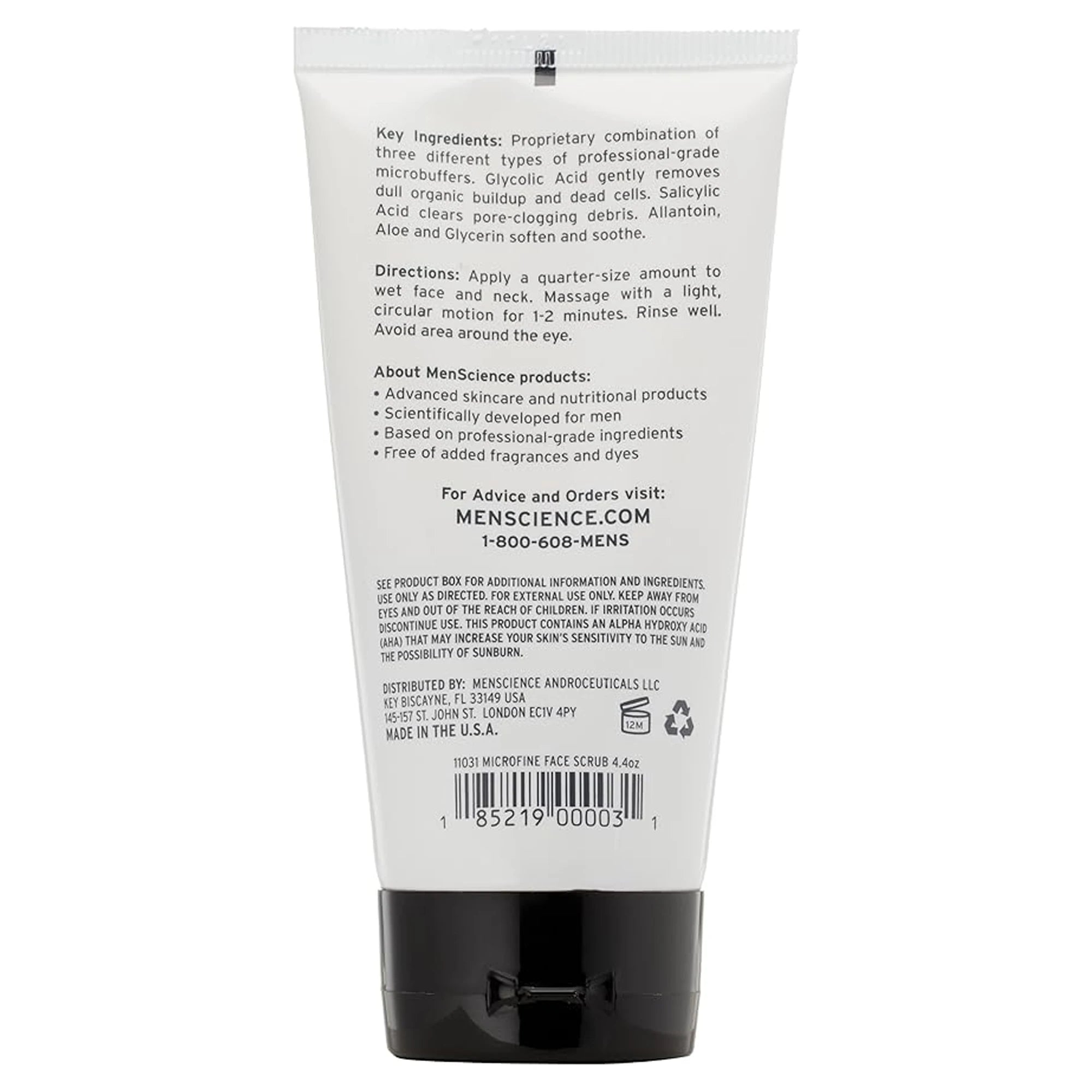 Menscience Microfine Face Scrub, product image, large, back.