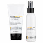 menscience advanced shave duo with a bottle of advanced shave formula and a bottle of post shave repair on a white background